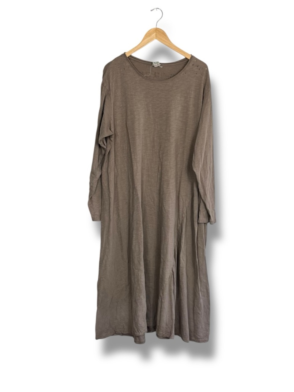MAGNOLIA PEARL Viggo Long Sleeve TShirt Tee Maxi Dress O/S Cupid Logo Taupe - Picture 6 of 16